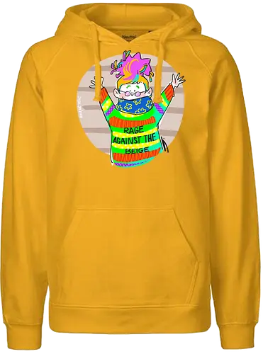 Rage against the beige - Ringelpullisprüche, Ringeldinger, streifenweise, Spruch, Weisheit, Motivation, Ringelpulli, SprücheShirt, Cartoon Illustration, Statement, Handgezeichnet, Humor, Selbstironie, Streifenpulli, Spruchshirt, deutsch - Fairtrade Hoodie