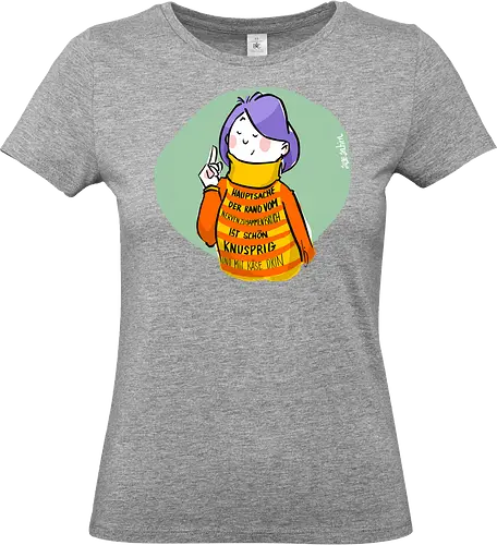 Hauptsache der Rand vom Nervenzusammenbruch... - Ringelpullisprüche, Ringeldinger, streifenweise, Spruch, Weisheit, Motivation, Ringelpulli, SprücheShirt, Cartoon Illustration, Statement, Handgezeichnet, Humor, Selbstironie, Streifenpulli, Spruchshirt, deutsch - Standard T-Shirt (Frauen)