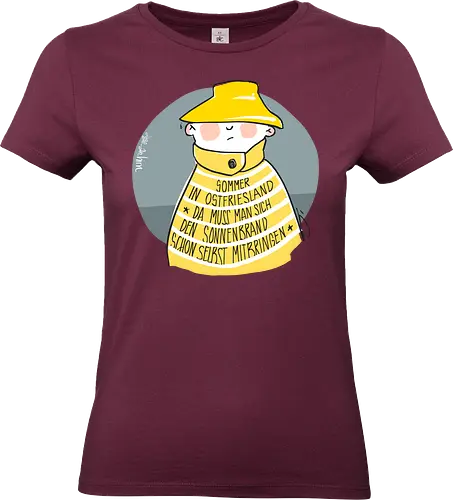 Sommer in Ostfriesland... - Ringelpullisprüche, Ringeldinger, streifenweise, Spruch, Weisheit, Motivation, Ringelpulli, SprücheShirt, Cartoon Illustration, Statement, Ostfriesland, Nordsee, Handgezeichnet, Humor, Selbstironie, Streifenpulli, Spruchshirt, deutsch - Standard T-Shirt (Frauen)