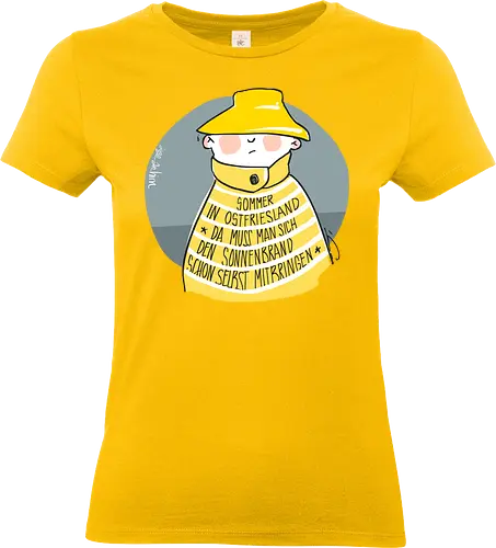 Sommer in Ostfriesland... - Ringelpullisprüche, Ringeldinger, streifenweise, Spruch, Weisheit, Motivation, Ringelpulli, SprücheShirt, Cartoon Illustration, Statement, Ostfriesland, Nordsee, Handgezeichnet, Humor, Selbstironie, Streifenpulli, Spruchshirt, deutsch - Standard T-Shirt (Frauen)