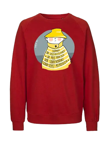 Sommer in Ostfriesland... - Ringelpullisprüche, Ringeldinger, streifenweise, Spruch, Weisheit, Motivation, Ringelpulli, SprücheShirt, Cartoon Illustration, Statement, Ostfriesland, Nordsee, Handgezeichnet, Humor, Selbstironie, Streifenpulli, Spruchshirt, deutsch - Fairtrade Sweatshirt