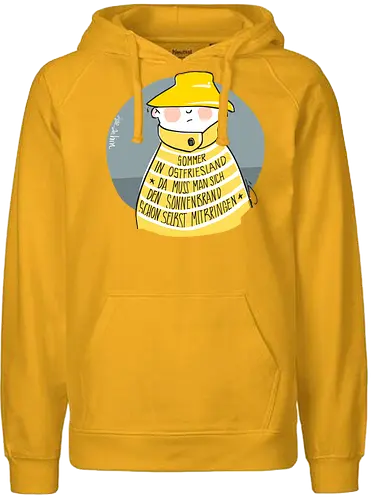 Sommer in Ostfriesland... - Ringelpullisprüche, Ringeldinger, streifenweise, Spruch, Weisheit, Motivation, Ringelpulli, SprücheShirt, Cartoon Illustration, Statement, Ostfriesland, Nordsee, Handgezeichnet, Humor, Selbstironie, Streifenpulli, Spruchshirt, deutsch - Fairtrade Hoodie