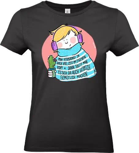 Man verbringt ja doch viel Zeit im eigenen Kopf.. - Ringelpullisprüche, Ringeldinger, Hygge, streifenweise, Spruch, Weisheit, Motivation, Ringelpulli, SprücheShirt, Cartoon Illustration, Statement, Handgezeichnet, Humor, Selbstironie, Streifenpulli, Spruchshirt, deutsch - Standard T-Shirt (Frauen)