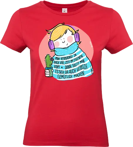 Man verbringt ja doch viel Zeit im eigenen Kopf.. - Ringelpullisprüche, Ringeldinger, Hygge, streifenweise, Spruch, Weisheit, Motivation, Ringelpulli, SprücheShirt, Cartoon Illustration, Statement, Handgezeichnet, Humor, Selbstironie, Streifenpulli, Spruchshirt, deutsch - Standard T-Shirt (Frauen)