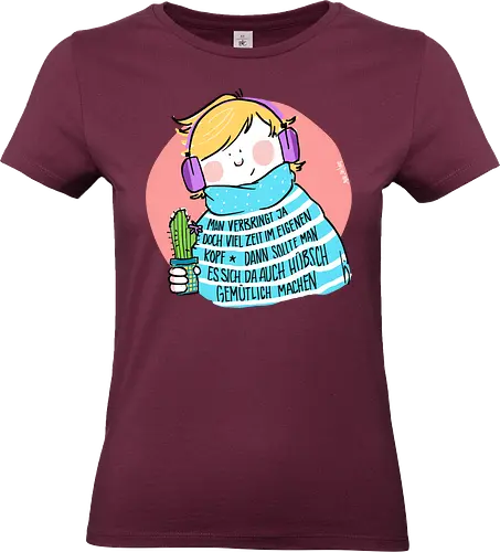 Man verbringt ja doch viel Zeit im eigenen Kopf.. - Ringelpullisprüche, Ringeldinger, Hygge, streifenweise, Spruch, Weisheit, Motivation, Ringelpulli, SprücheShirt, Cartoon Illustration, Statement, Handgezeichnet, Humor, Selbstironie, Streifenpulli, Spruchshirt, deutsch - Standard T-Shirt (Frauen)