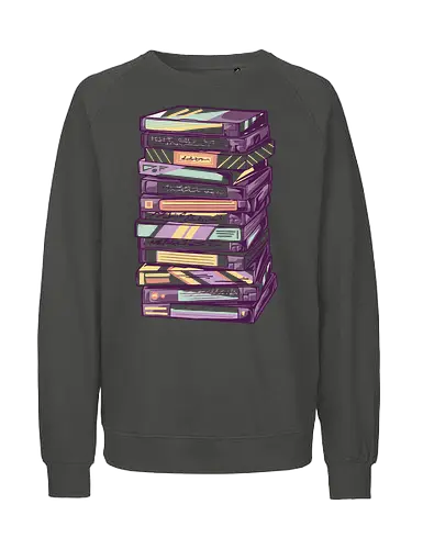 Retro VHS Kassette – Zurückspulen in die 90er Nostalgie - vhs, kassette, retro, 90er, 80er, nostalgie, vaporwave, glitch, filmabend, kino, geek, vintage, analog, tape, popkultur - Fairtrade Sweatshirt