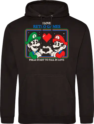 I Love Retro Games - i love retro games, retro gaming art, pixel art love, gamer nostalgia, classic games, geek culture, gamer gift, vintage gaming - Standard Hoodie