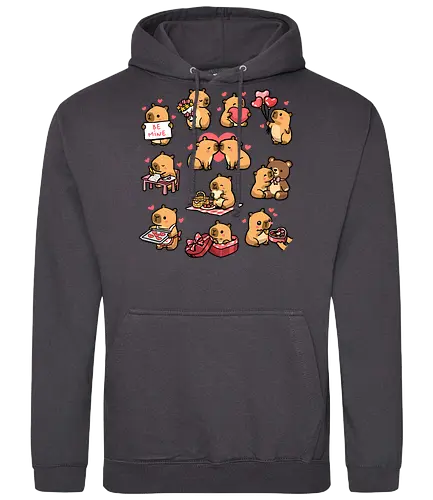 Cappy Valentines - capybara, animal, be mine, be my valentine, cappy, cute, cute capybara, funny capybara, girlfriend, heart, love, rodent, romantic, valentine, valentines day - Standard Hoodie