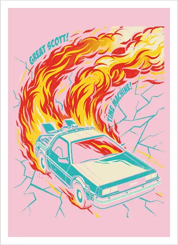 Retro Time Machine DeLorean Pop Art