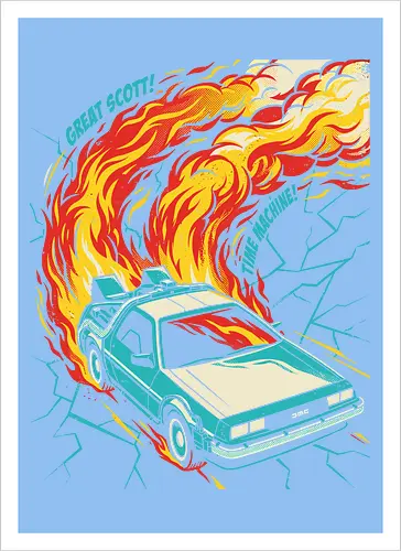Retro Time Machine DeLorean Pop Art