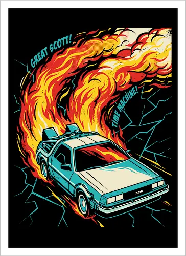 Retro Time Machine DeLorean Pop Art
