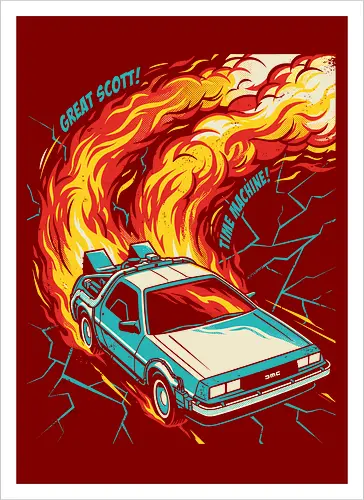 Retro Time Machine DeLorean Pop Art