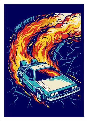 Retro Time Machine DeLorean Pop Art