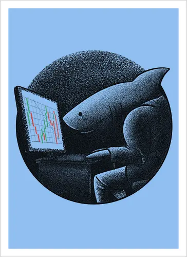 Business-Shark mit Computer