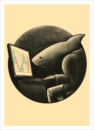 Business-Shark mit Computer