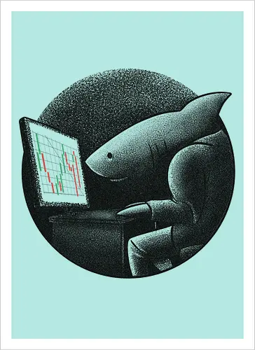 Business-Shark mit Computer