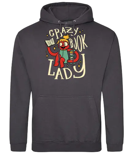 verrückte Bücherfrau - book lady, leseratte, bücherwurm, lesen, bibliothek, buch liebe, nerd girl, literatur, lesen macht glücklich, geschenkidee, autor, roman, vintage, lustig, t shirt design - Standard Hoodie