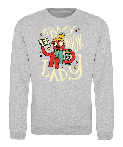verrückte Bücherfrau - book lady, leseratte, bücherwurm, lesen, bibliothek, buch liebe, nerd girl, literatur, lesen macht glücklich, geschenkidee, autor, roman, vintage, lustig, t shirt design - Sweatshirt