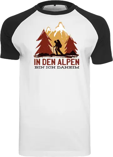 Wandern Glück – Vintage Berge Sonnenaufgang Illustration