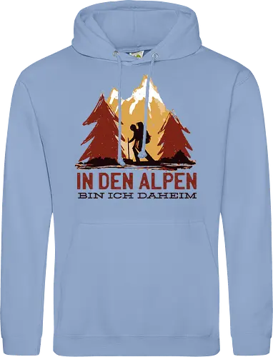 Wandern Glück – Vintage Berge Sonnenaufgang Illustration