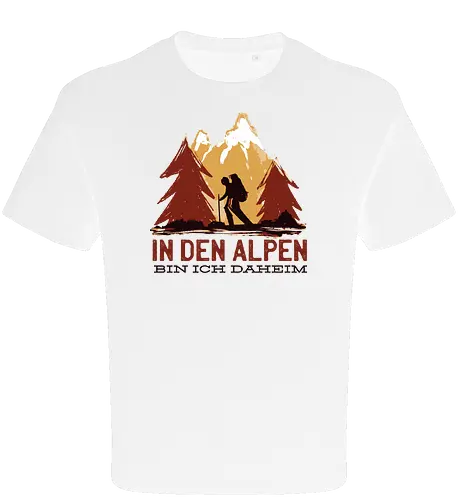 Wandern Glück – Vintage Berge Sonnenaufgang Illustration