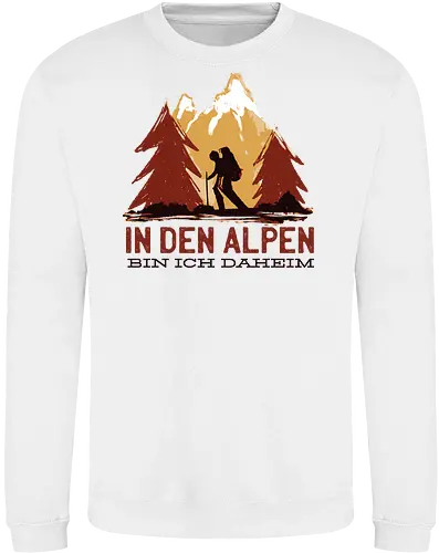 Wandern Glück – Vintage Berge Sonnenaufgang Illustration