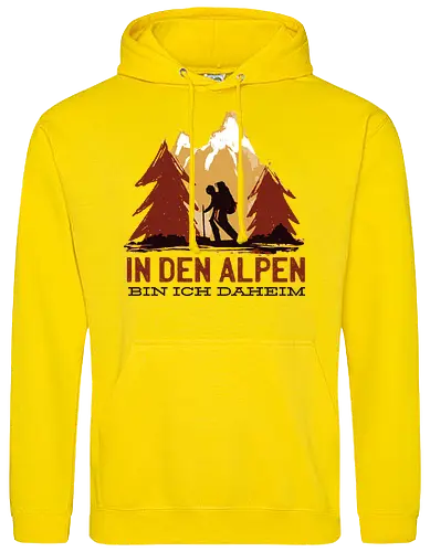 Wandern Glück – Vintage Berge Sonnenaufgang Illustration
