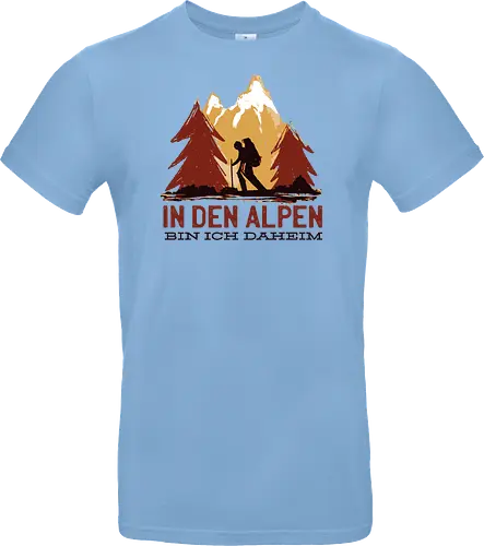 Wandern Glück – Vintage Berge Sonnenaufgang Illustration