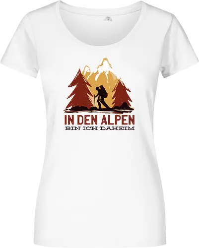 Wandern Glück – Vintage Berge Sonnenaufgang Illustration