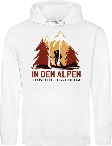 Wandern Glück – Vintage Berge Sonnenaufgang Illustration