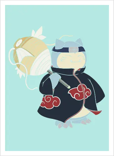 Relax Akatsuki - snorlax akatsuki shirt, shinobi snorlax t-shirt, anime mashup graphic tee, red cloud ninja cloak, sleeping pokemon ninja, akatsuki snorlax apparel, hidden mist headband shirt, samehada sword graphic, funny anime crossover top, minimalist anime streetwear, pocket monster ninja art, japanese pop culture clothing, otaku gift ideas, snorlax fan merchandise, ninja organization t-shirt, epic anime power up shirt, blue and navy anime design, gamer lifestyle apparel, legendary shinobi t-shirt - Kunstdruck