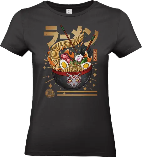 Kitsune Ramen Noodles - kitsune, ramen, noodles, food, japan, japanese, kanji, anime, manga, geek, ramen noodles - Standard T-Shirt (Frauen)