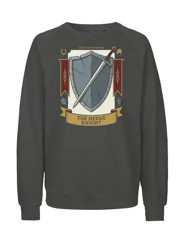 The Hedge Knight - the hedge knight shirt, seven kingdoms t-shirt, knight shield and sword graphic, high fantasy apparel, medieval heraldry clothing, chivalry t-shirt, battle worn shield design, knight errant gear, fantasy book lover gift, epic saga clothing, vintage knightly art, warrior house crest, medieval tournament tee, knightly armor illustration, fantasy world streetwear, heroic knight top, sword and shield graphic, historical fantasy merch, seven kingdoms lore shirt - Fairtrade Sweatshirt