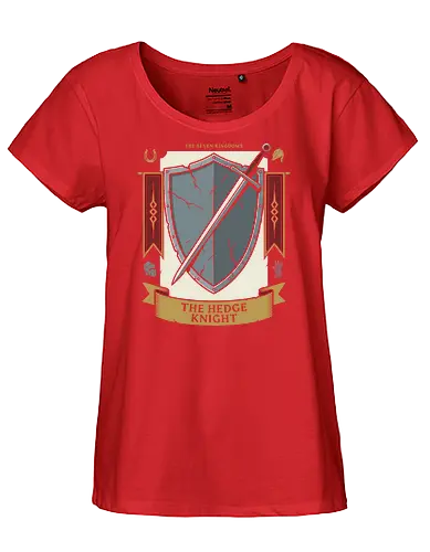 The Hedge Knight - the hedge knight shirt, seven kingdoms t-shirt, knight shield and sword graphic, high fantasy apparel, medieval heraldry clothing, chivalry t-shirt, battle worn shield design, knight errant gear, fantasy book lover gift, epic saga clothing, vintage knightly art, warrior house crest, medieval tournament tee, knightly armor illustration, fantasy world streetwear, heroic knight top, sword and shield graphic, historical fantasy merch, seven kingdoms lore shirt - Fairtrade Girl Shirt