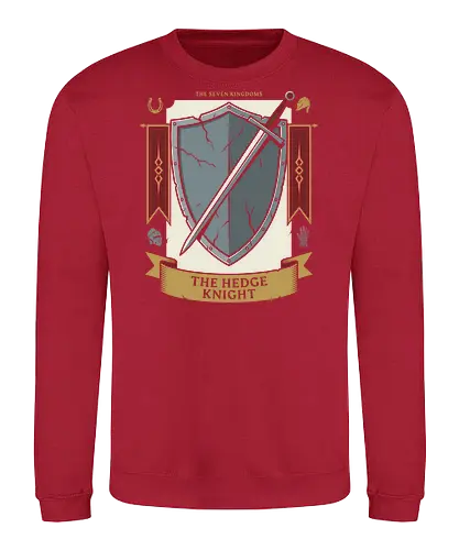 The Hedge Knight - the hedge knight shirt, seven kingdoms t-shirt, knight shield and sword graphic, high fantasy apparel, medieval heraldry clothing, chivalry t-shirt, battle worn shield design, knight errant gear, fantasy book lover gift, epic saga clothing, vintage knightly art, warrior house crest, medieval tournament tee, knightly armor illustration, fantasy world streetwear, heroic knight top, sword and shield graphic, historical fantasy merch, seven kingdoms lore shirt - Sweatshirt