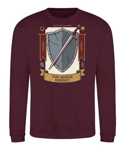 The Hedge Knight - the hedge knight shirt, seven kingdoms t-shirt, knight shield and sword graphic, high fantasy apparel, medieval heraldry clothing, chivalry t-shirt, battle worn shield design, knight errant gear, fantasy book lover gift, epic saga clothing, vintage knightly art, warrior house crest, medieval tournament tee, knightly armor illustration, fantasy world streetwear, heroic knight top, sword and shield graphic, historical fantasy merch, seven kingdoms lore shirt - Sweatshirt