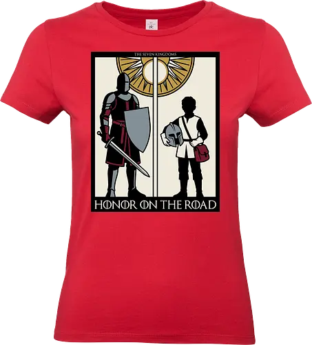 Honor on the Road - honor on the road shirt, knight and squire t-shirt, seven kingdoms graphic tee, high fantasy apparel, medieval knight clothing, master and apprentice shirt, wandering knight design, epic fantasy t-shirt, knightly honor top, fantasy book lover gift, vintage heraldry style, armored warrior apparel, medieval quest clothing, heroic silhouette shirt, sword and shield art, fantasy world streetwear, chivalry and honor tee, knightly duo graphic, seven kingdoms lore merch - Standard T-Shirt (Frauen)