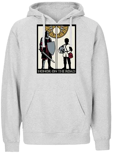 Honor on the Road - honor on the road shirt, knight and squire t-shirt, seven kingdoms graphic tee, high fantasy apparel, medieval knight clothing, master and apprentice shirt, wandering knight design, epic fantasy t-shirt, knightly honor top, fantasy book lover gift, vintage heraldry style, armored warrior apparel, medieval quest clothing, heroic silhouette shirt, sword and shield art, fantasy world streetwear, chivalry and honor tee, knightly duo graphic, seven kingdoms lore merch - Fairtrade Hoodie