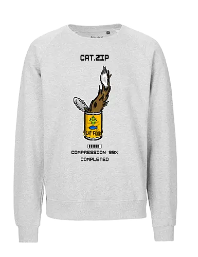 Lustige Geek-Katze für Food- und Computer-Nerds - popkultur, meme stil, witziges motiv, funny design, geschenkidee, trendig, tech lifestyle, tierillustration, katze, katzenliebhaber, geek, nerd, programmierer, coding, computer, pc, tech humor, foodie, essen, lustig, sarkasmus, nerd humor, comic stil, cartoon katze, kawaii - Fairtrade Sweatshirt
