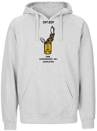 Lustige Geek-Katze für Food- und Computer-Nerds - popkultur, meme stil, witziges motiv, funny design, geschenkidee, trendig, tech lifestyle, tierillustration, katze, katzenliebhaber, geek, nerd, programmierer, coding, computer, pc, tech humor, foodie, essen, lustig, sarkasmus, nerd humor, comic stil, cartoon katze, kawaii - Fairtrade Hoodie