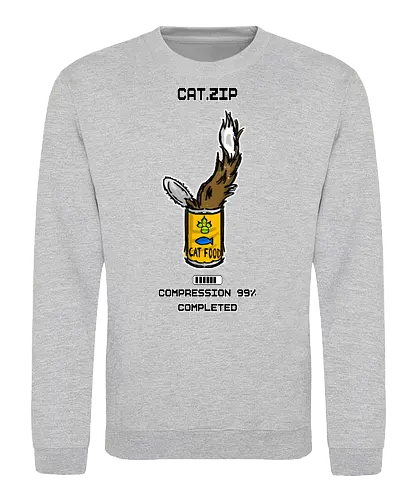 Lustige Geek-Katze für Food- und Computer-Nerds - popkultur, meme stil, witziges motiv, funny design, geschenkidee, trendig, tech lifestyle, tierillustration, katze, katzenliebhaber, geek, nerd, programmierer, coding, computer, pc, tech humor, foodie, essen, lustig, sarkasmus, nerd humor, comic stil, cartoon katze, kawaii - Sweatshirt
