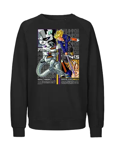 Future Trunks vs Frieza - dragon ball z, future trunks, mecha frieza, trunks vs frieza, anime battle, legendary scene, shonen anime, manga anime, japanese anime, anime art - Fairtrade Sweatshirt