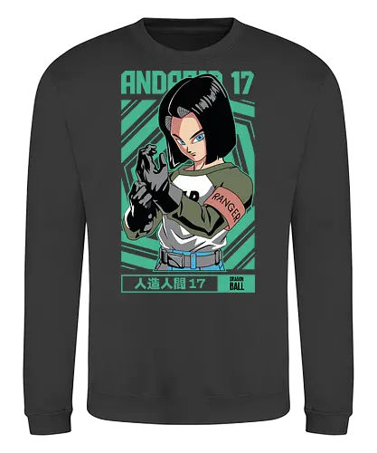 Android 17 - dragon ball z, android 17, cyborg fighter, anime character, shonen anime, manga anime, japanese anime, anime art, otaku style - Sweatshirt
