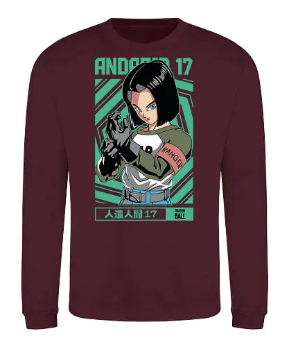 Android 17 - dragon ball z, android 17, cyborg fighter, anime character, shonen anime, manga anime, japanese anime, anime art, otaku style - Sweatshirt