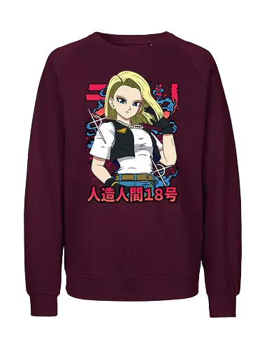 Android 18 - dragon ball z, android 18, anime girl, cyborg fighter, shonen anime, manga anime, japanese anime, anime art, otaku style - Fairtrade Sweatshirt