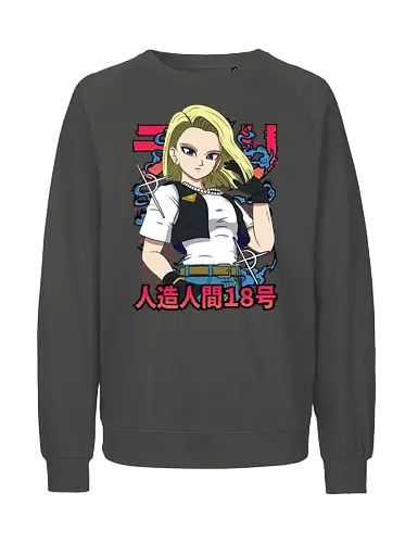 Android 18 - dragon ball z, android 18, anime girl, cyborg fighter, shonen anime, manga anime, japanese anime, anime art, otaku style - Fairtrade Sweatshirt