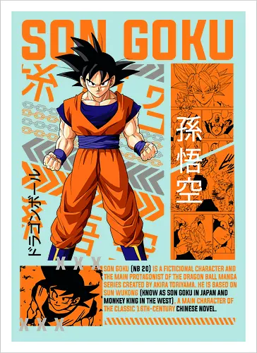 Son Goku - dragon ball z, son goku, goku, anime hero, saiyan warrior, shonen anime, manga anime, japanese anime, anime art - Kunstdruck