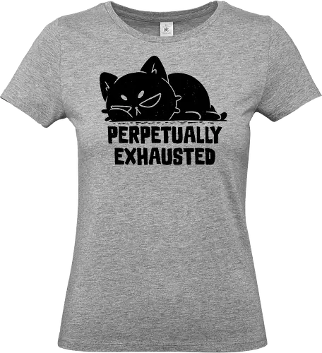 Perpetually Exhausted - cute, tired, koalatees, koala, black cat, cat lover, sleepy, introvert, burnout, sarcastic, ironic, antisocial - Standard T-Shirt (Frauen)
