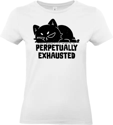 Perpetually Exhausted - cute, tired, koalatees, koala, black cat, cat lover, sleepy, introvert, burnout, sarcastic, ironic, antisocial - Standard T-Shirt (Frauen)