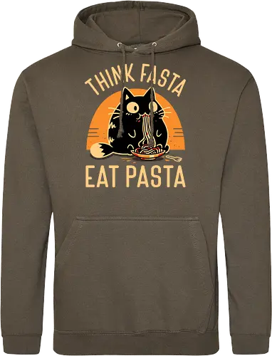 Think Fasta Eat Pasta - Funny Hungry Cat
